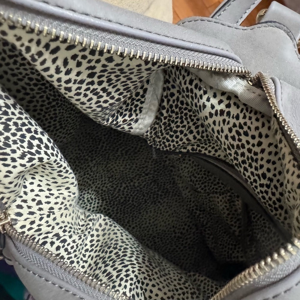 Gray Leather like Backpack with Fringe - Picture 5 of 8